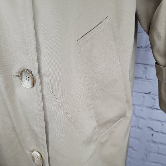 VTG London Fog Maincoats Tan Removable Liner Double Breast Trench Coat Size 14P - Picture 5 of 16